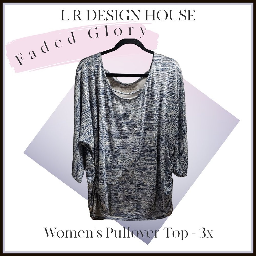 *FADED GLORY* WOMAN'S TOP 3X (22W - 24W) - BLUE METALICA
